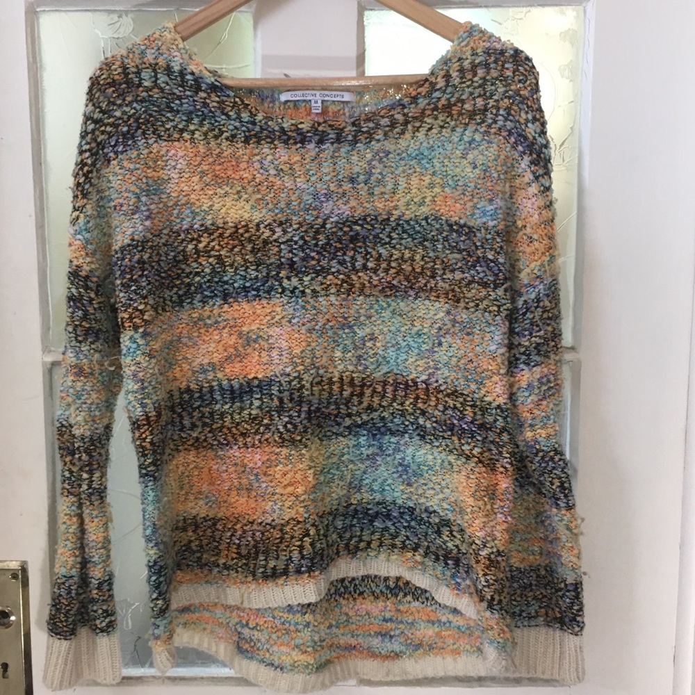 Fuzzy Tye Dye Striped Sweater